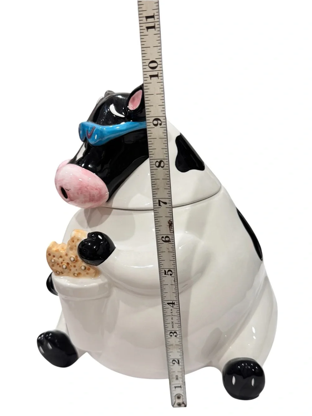 VTG ‘96 Treasure Craft Cool Cow With Sunglasses Ceramic Cookie Jar Moo Milk Farm